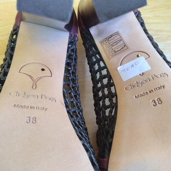 Chelsea Paris DESIGNER LEATHER Red/Black Heels 38 - Picture 11 of 13